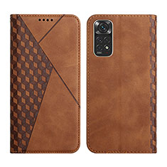 Leather Case Stands Flip Cover Holder Y02X for Xiaomi Redmi Note 11 4G (2022) Brown