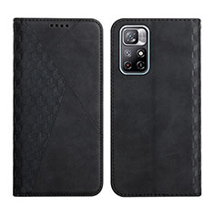 Leather Case Stands Flip Cover Holder Y02X for Xiaomi Redmi Note 11 5G Black