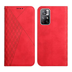 Leather Case Stands Flip Cover Holder Y02X for Xiaomi Redmi Note 11 5G Red