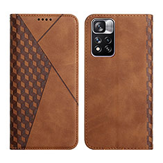 Leather Case Stands Flip Cover Holder Y02X for Xiaomi Redmi Note 11 Pro+ Plus 5G Brown