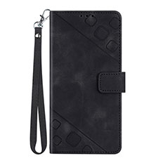 Leather Case Stands Flip Cover Holder Y03B for Huawei Enjoy 50 Black