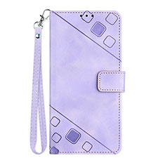 Leather Case Stands Flip Cover Holder Y03B for Huawei Honor X6 5G Purple