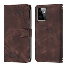 Leather Case Stands Flip Cover Holder Y03B for Motorola Moto G Power 5G (2023) Brown