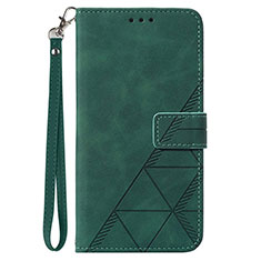 Leather Case Stands Flip Cover Holder Y03B for Samsung Galaxy A12 Nacho Green