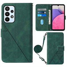 Leather Case Stands Flip Cover Holder Y03B for Samsung Galaxy A23 5G Green