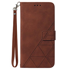 Leather Case Stands Flip Cover Holder Y03B for Samsung Galaxy A24 4G Brown