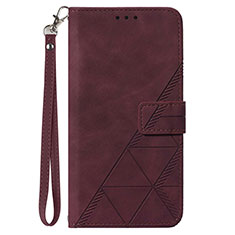 Leather Case Stands Flip Cover Holder Y03B for Samsung Galaxy A52s 5G Red Wine