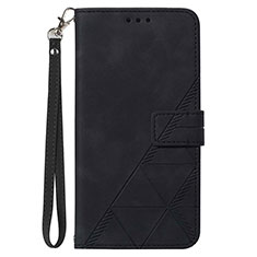 Leather Case Stands Flip Cover Holder Y03B for Samsung Galaxy F12 Black
