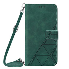 Leather Case Stands Flip Cover Holder Y03B for Samsung Galaxy M53 5G Green
