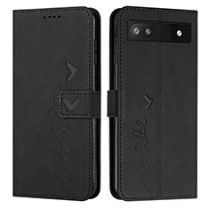 Leather Case Stands Flip Cover Holder Y03X for Google Pixel 6a 5G Black