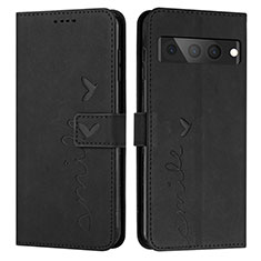 Leather Case Stands Flip Cover Holder Y03X for Google Pixel 7 Pro 5G Black