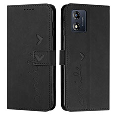 Leather Case Stands Flip Cover Holder Y03X for Motorola Moto E13 Black