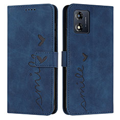 Leather Case Stands Flip Cover Holder Y03X for Motorola Moto E13 Blue