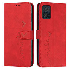 Leather Case Stands Flip Cover Holder Y03X for Motorola Moto E22i Red