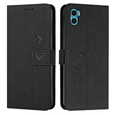 Leather Case Stands Flip Cover Holder Y03X for Motorola Moto E32 India Black