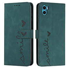 Leather Case Stands Flip Cover Holder Y03X for Motorola Moto E32 India Green