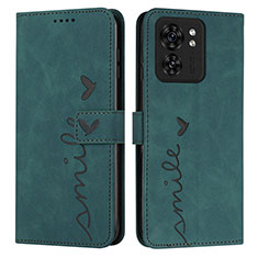 Leather Case Stands Flip Cover Holder Y03X for Motorola Moto Edge (2023) 5G Green