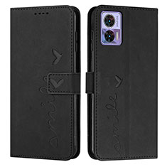 Leather Case Stands Flip Cover Holder Y03X for Motorola Moto Edge 30 Lite 5G Black