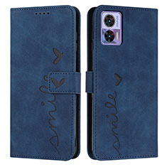 Leather Case Stands Flip Cover Holder Y03X for Motorola Moto Edge 30 Lite 5G Blue