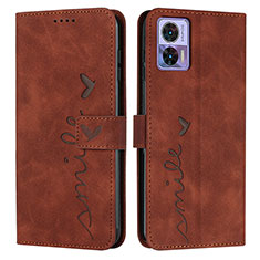 Leather Case Stands Flip Cover Holder Y03X for Motorola Moto Edge 30 Lite 5G Brown