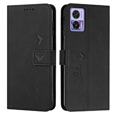 Leather Case Stands Flip Cover Holder Y03X for Motorola Moto Edge 30 Neo 5G Black