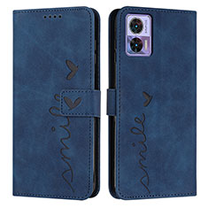 Leather Case Stands Flip Cover Holder Y03X for Motorola Moto Edge 30 Neo 5G Blue