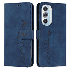 Leather Case Stands Flip Cover Holder Y03X for Motorola Moto Edge 30 Pro 5G Blue