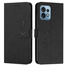 Leather Case Stands Flip Cover Holder Y03X for Motorola Moto Edge Plus (2023) 5G Black