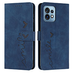 Leather Case Stands Flip Cover Holder Y03X for Motorola Moto Edge Plus (2023) 5G Blue