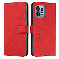 Leather Case Stands Flip Cover Holder Y03X for Motorola Moto Edge Plus (2023) 5G Red