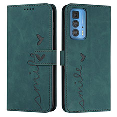 Leather Case Stands Flip Cover Holder Y03X for Motorola Moto Edge S Pro 5G Green