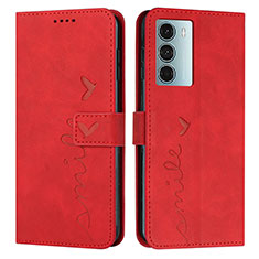 Leather Case Stands Flip Cover Holder Y03X for Motorola Moto Edge S30 5G Red