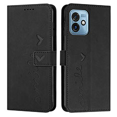 Leather Case Stands Flip Cover Holder Y03X for Motorola Moto G 5G (2023) Black