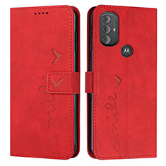 Leather Case Stands Flip Cover Holder Y03X for Motorola Moto G Play (2023) Red