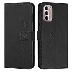 Leather Case Stands Flip Cover Holder Y03X for Motorola Moto G Stylus (2022) 4G Black
