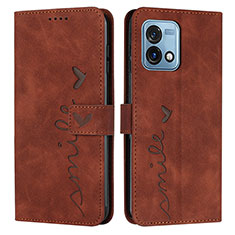 Leather Case Stands Flip Cover Holder Y03X for Motorola Moto G Stylus (2023) 5G Brown