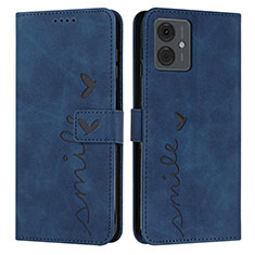 Leather Case Stands Flip Cover Holder Y03X for Motorola Moto G14 Blue