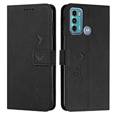 Leather Case Stands Flip Cover Holder Y03X for Motorola Moto G40 Fusion Black