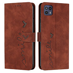 Leather Case Stands Flip Cover Holder Y03X for Motorola Moto G50 5G Brown