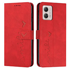 Leather Case Stands Flip Cover Holder Y03X for Motorola Moto G53j 5G Red