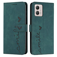 Leather Case Stands Flip Cover Holder Y03X for Motorola Moto G53y 5G Green