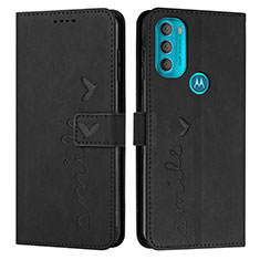 Leather Case Stands Flip Cover Holder Y03X for Motorola Moto G71 5G Black