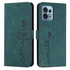 Leather Case Stands Flip Cover Holder Y03X for Motorola Moto X40 5G Green