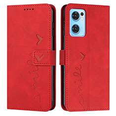 Leather Case Stands Flip Cover Holder Y03X for OnePlus Nord CE 2 5G Red