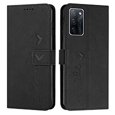 Leather Case Stands Flip Cover Holder Y03X for Oppo A55S 5G Black