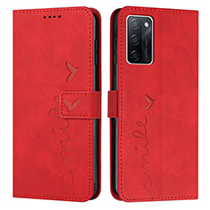 Leather Case Stands Flip Cover Holder Y03X for Oppo A55S 5G Red