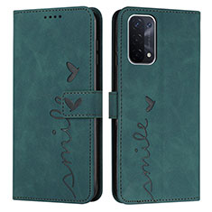 Leather Case Stands Flip Cover Holder Y03X for Oppo A74 5G Green