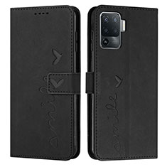 Leather Case Stands Flip Cover Holder Y03X for Oppo A94 4G Black