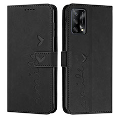 Leather Case Stands Flip Cover Holder Y03X for Oppo F19 Black