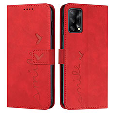 Leather Case Stands Flip Cover Holder Y03X for Oppo F19 Red